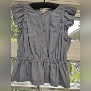 Women's Peplum Blouse With Orange Accents